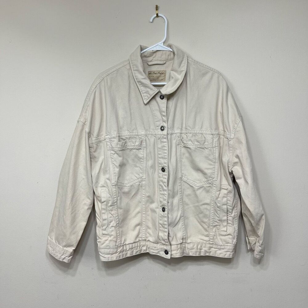 Free People Opal Swing Denim Jacket XL Bright Ecru Women - Picture 2 of 10